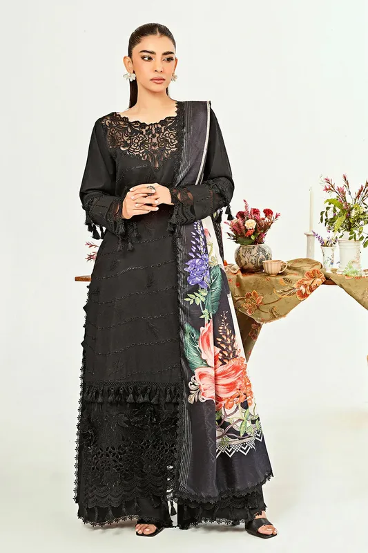 Neeshay Zoella Lawn Collection Black Organza – view 1 – Poshaq