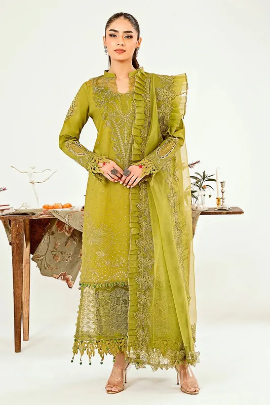 Neeshay Zoella Lawn Collection Brown Organza – view 1 – Poshaq