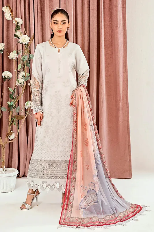 Neeshay Zoella Lawn Collection White Organza – view 1 – Poshaq
