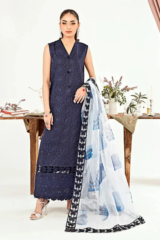 Neeshay Zoella Lawn Collection Blue Organza – view 1 – Poshaq