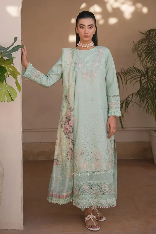 Neeshay Symphony Luxury Lawn 24 Blue Organza – view 1 – Poshaq