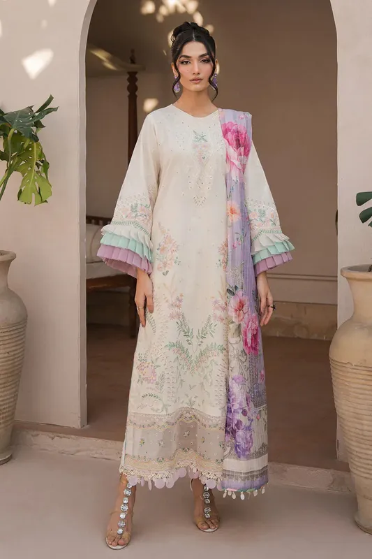 Neeshay Symphony Luxury Lawn 24 White Organza – view 1 – Poshaq