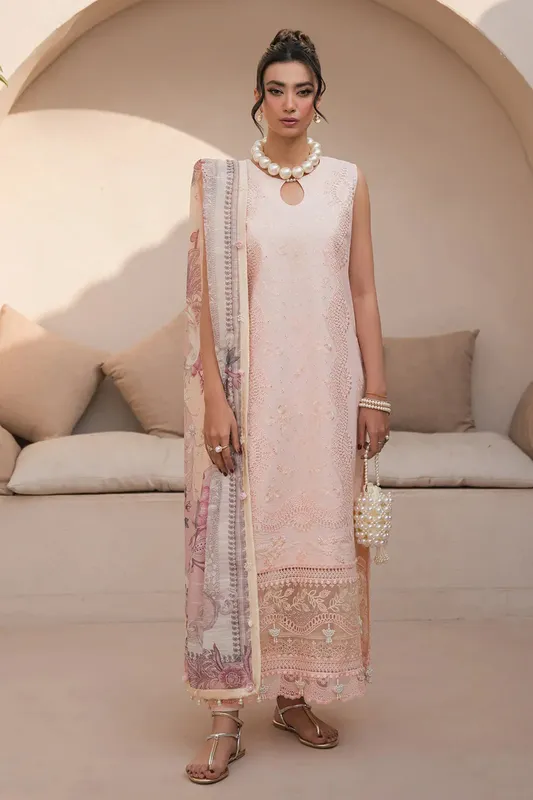 Neeshay Symphony Luxury Lawn 24 Pink Organza – view 1 – Poshaq