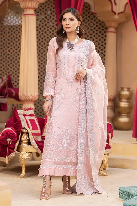 Neeshay Dastgah Festive Formals Pink Organza – view 1 – Poshaq