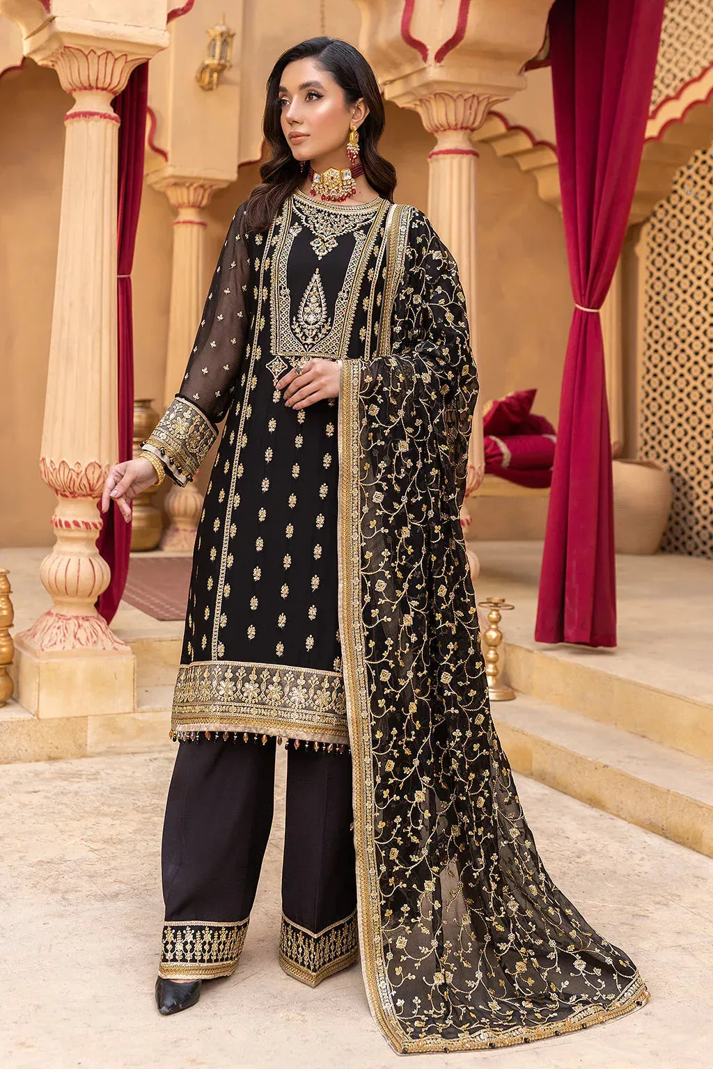 Neeshay Dastgah Festive Formals Black Organza – view 1 – Poshaq