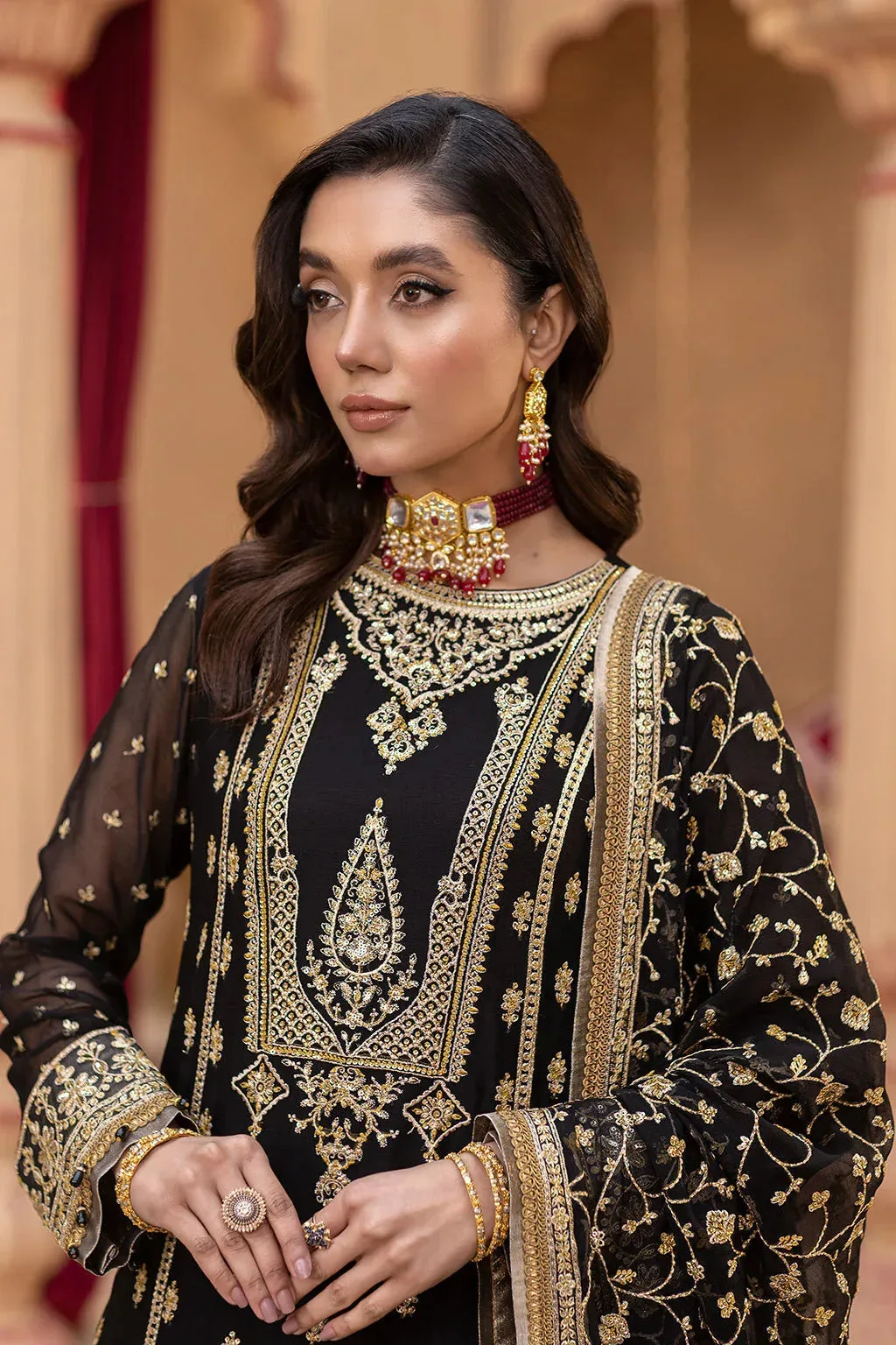 Neeshay Dastgah Festive Formals Black Organza – view 3 – Poshaq