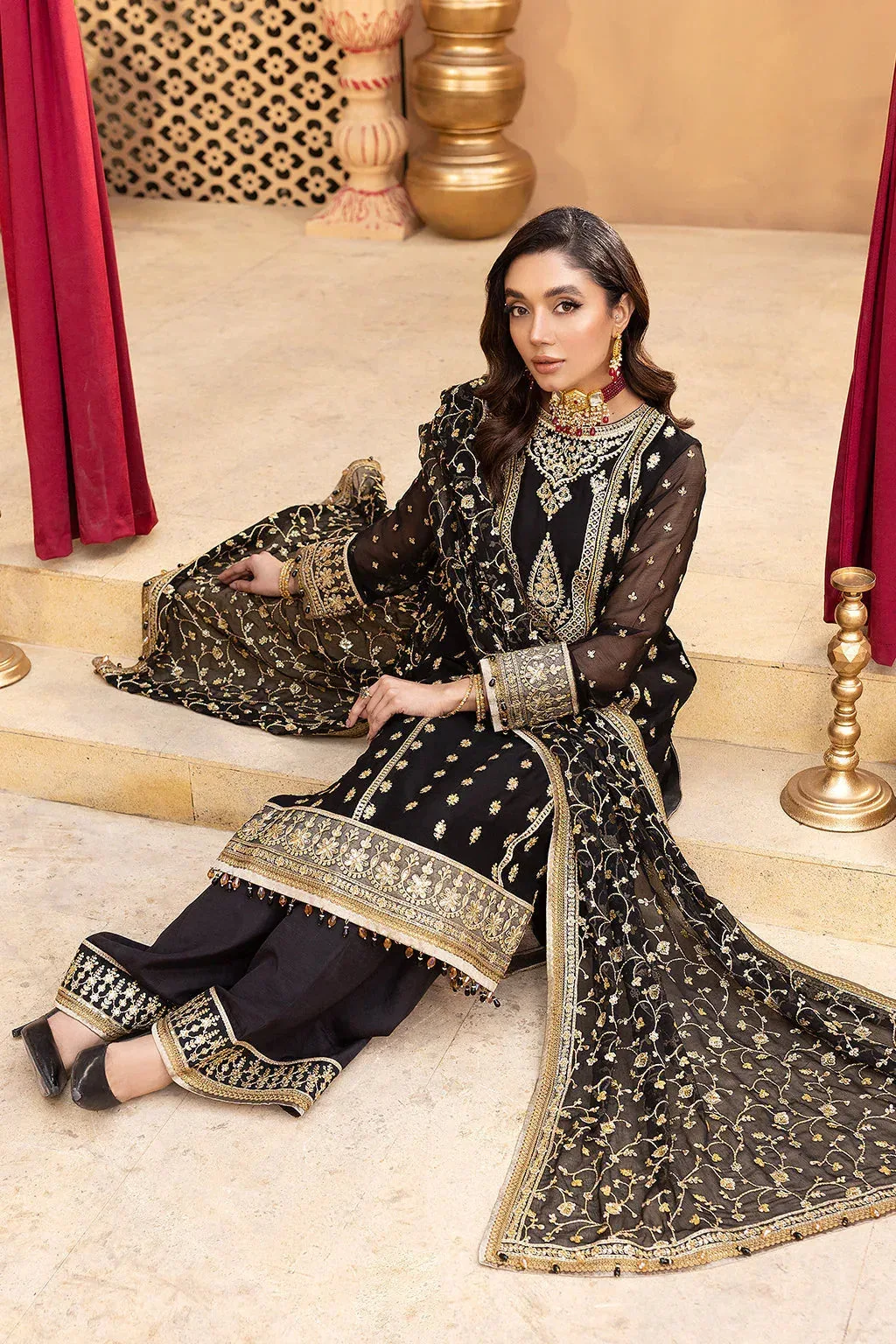 Neeshay Dastgah Festive Formals Black Organza – view 4 – Poshaq