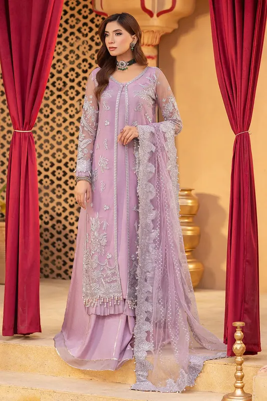 Neeshay Dastgah Festive Formals Lavender Organza – view 1 – Poshaq