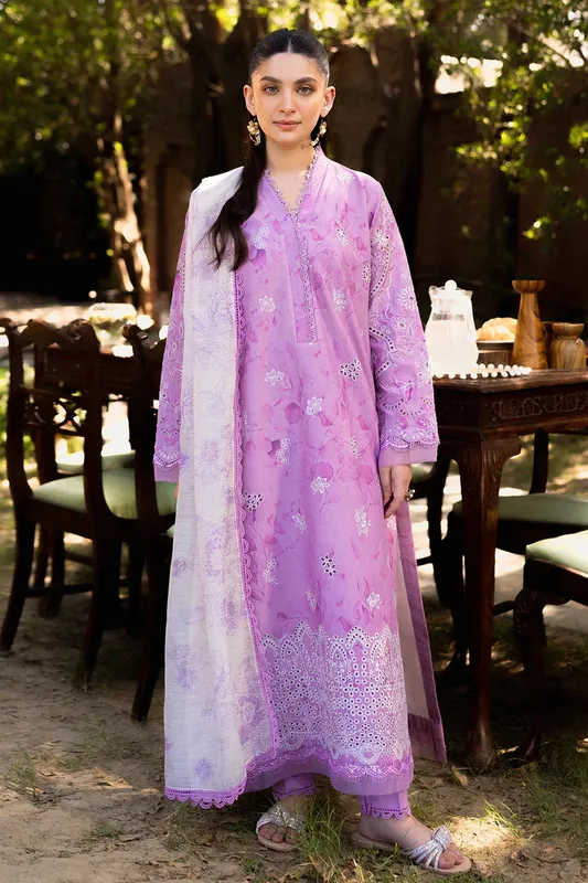 Neeshay Summer Lines Printkari Purple Cambric – view 1 – Poshaq