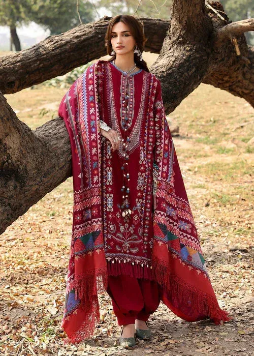Sadaf Fawad Khan Winter 25 Berry Red Organza – view 1 – Poshaq