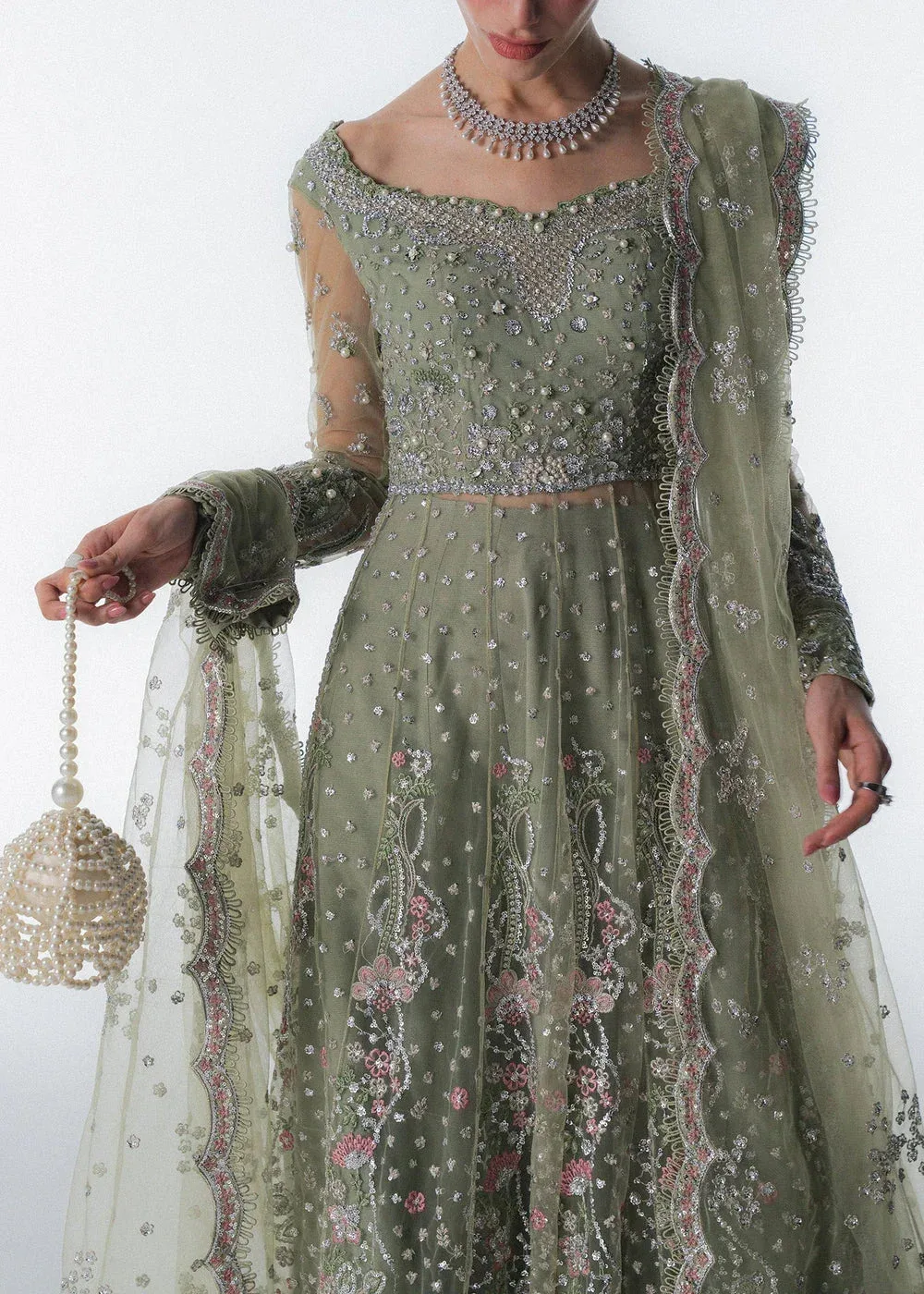 Sadaf Fawad Khan Festive 25 Mint Net – view 3 – Poshaq