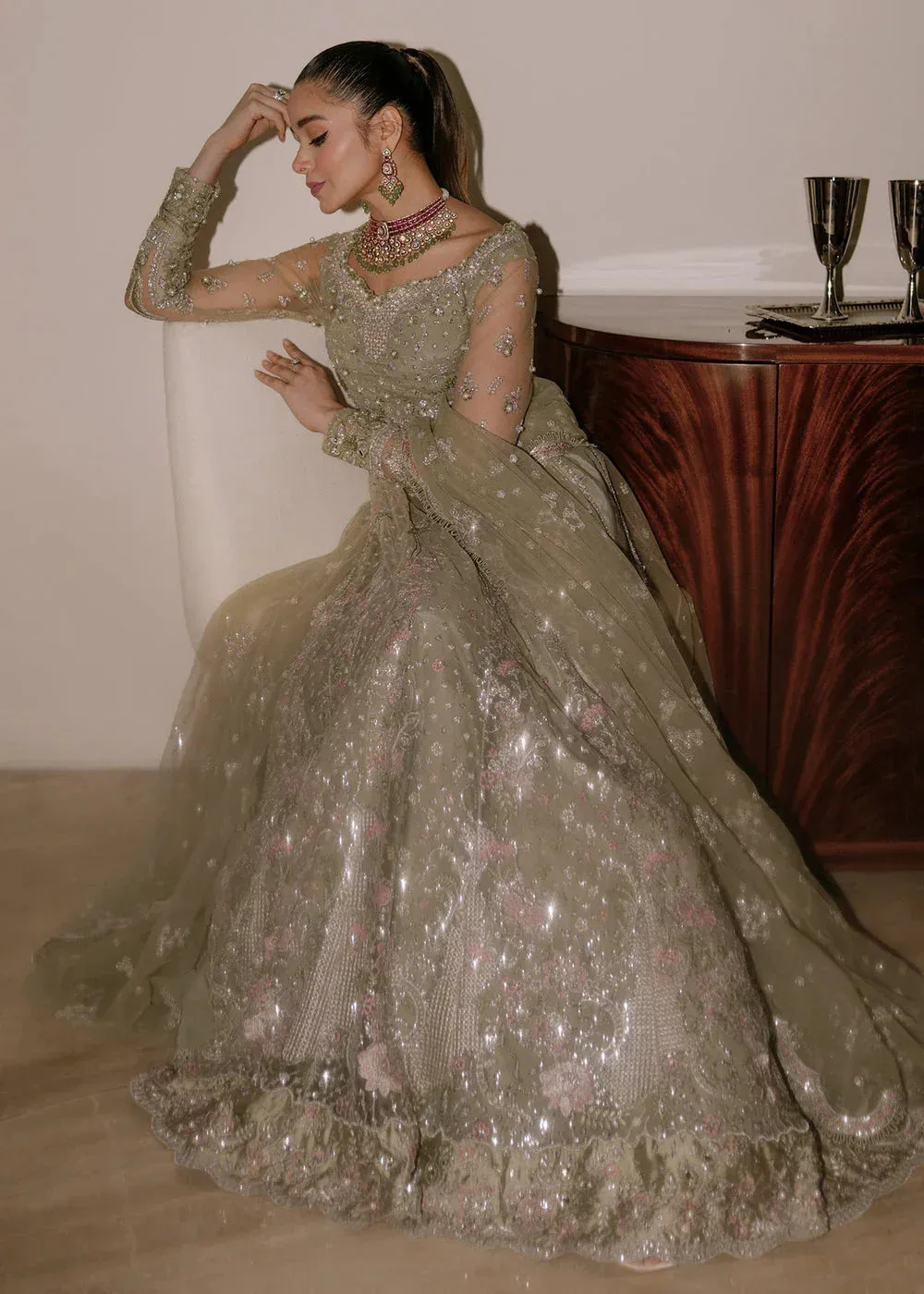 Sadaf Fawad Khan Festive 25 Mint Net – view 5 – Poshaq
