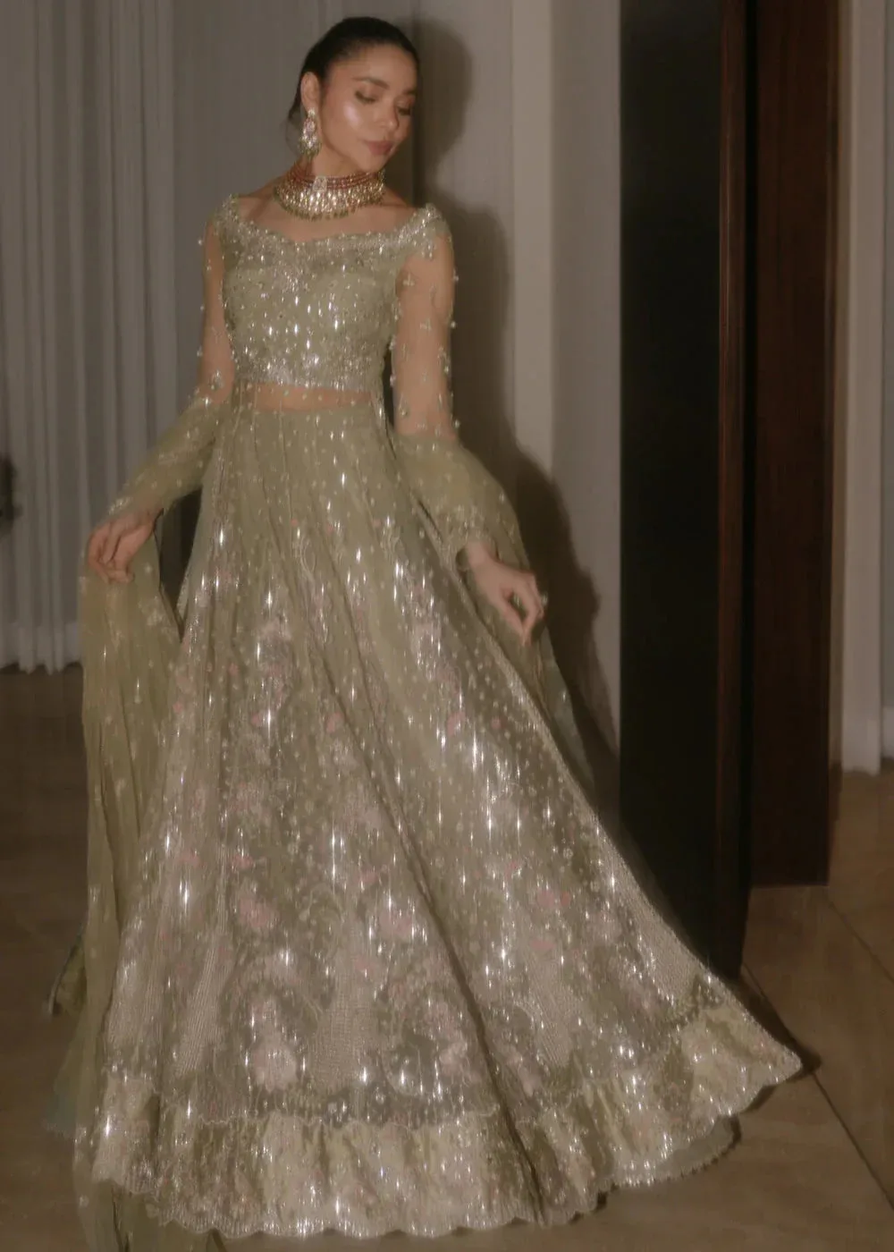 Sadaf Fawad Khan Festive 25 Mint Net – view 6 – Poshaq