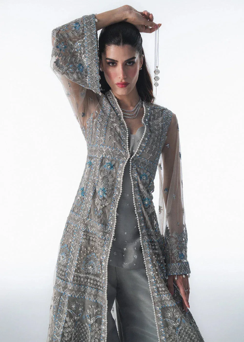 Sadaf Fawad Khan Festive 25 Grey Silk – view 2 – Poshaq