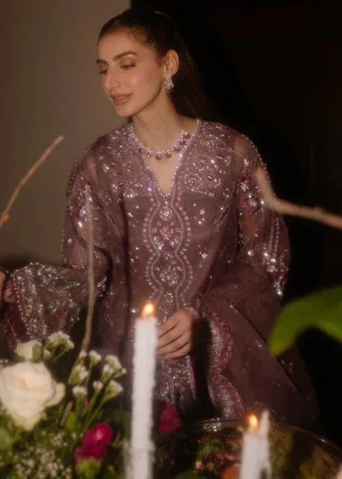 Sadaf Fawad Khan Wedding Festive 25 Plum Organza – view 4 – Poshaq