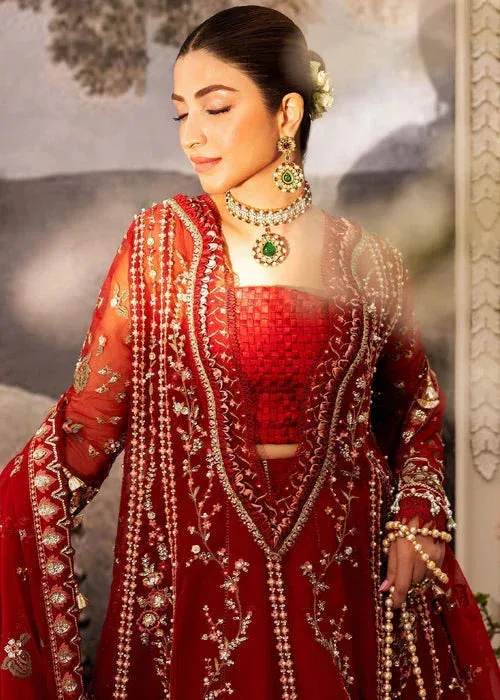 Sadaf Fawad Khan Wedding Festive 25 Maroon Organza – view 3 – Poshaq