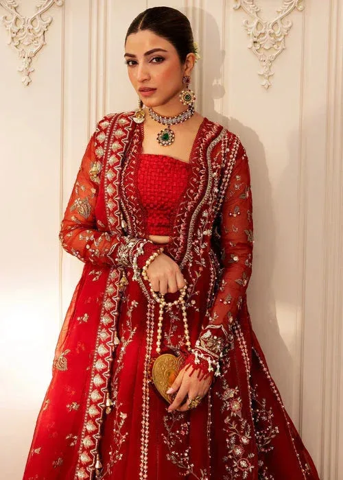 Sadaf Fawad Khan Wedding Festive 25 Maroon Organza – view 5 – Poshaq