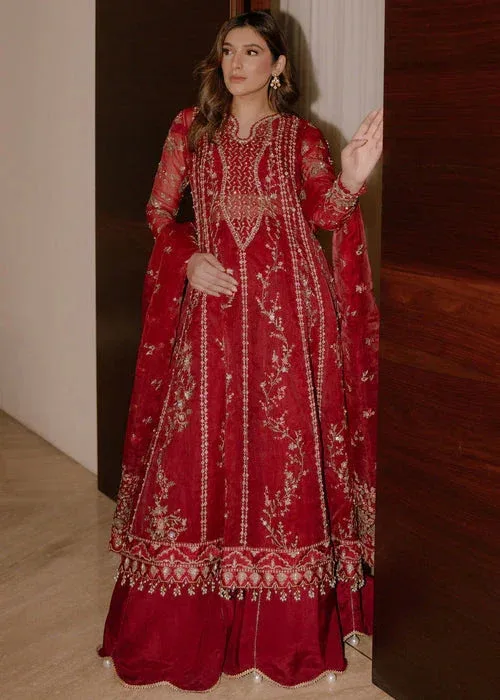 Sadaf Fawad Khan Wedding Festive 25 Maroon Organza – view 6 – Poshaq