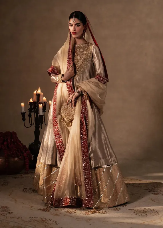 Sadaf Fawad Khan Nafees Formals 25 Gold Tissue – view 1 – Poshaq