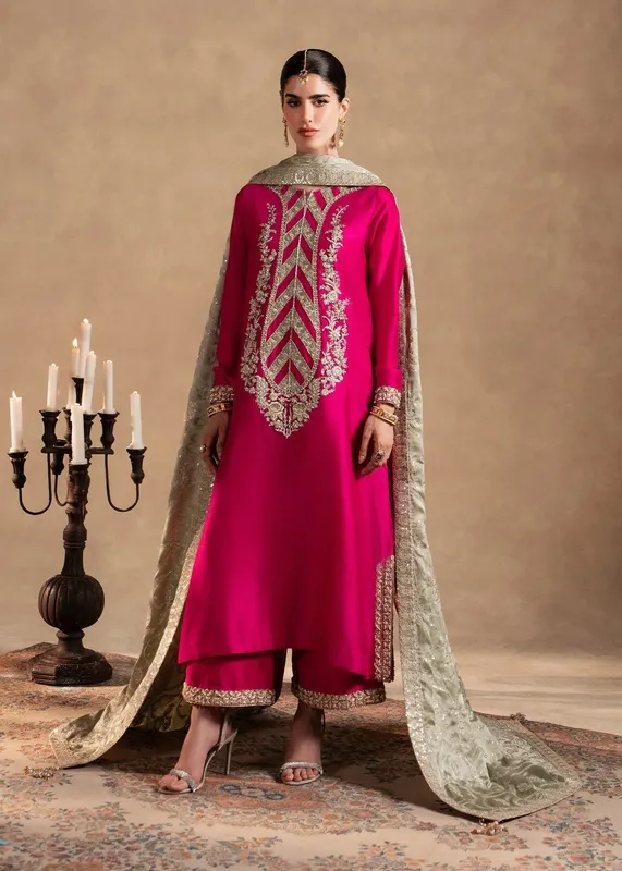 Sadaf Fawad Khan Nafees Formals 25 Hot Pink Raw Silk – view 1 – Poshaq