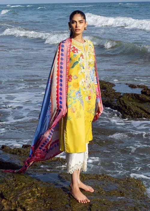 Sadaf Fawad Khan Siraa Lawn 25 Yellow Organza – view 1 – Poshaq