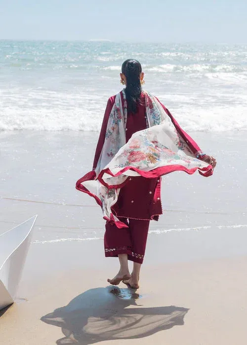 Sadaf Fawad Khan Siraa Lawn 25 Red Organza – view 2 – Poshaq