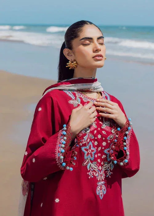Sadaf Fawad Khan Siraa Lawn 25 Red Organza – view 3 – Poshaq