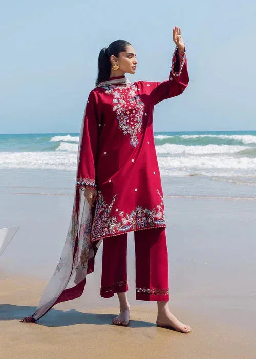 Sadaf Fawad Khan Siraa Lawn 25 Red Organza – view 4 – Poshaq