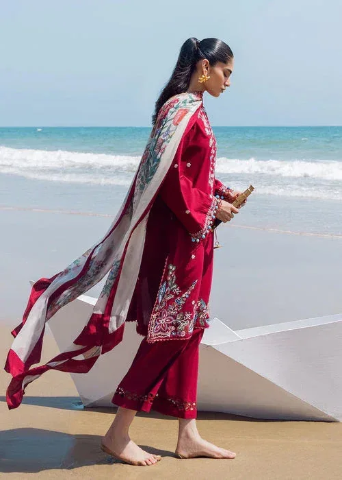 Sadaf Fawad Khan Siraa Lawn 25 Red Organza – view 5 – Poshaq