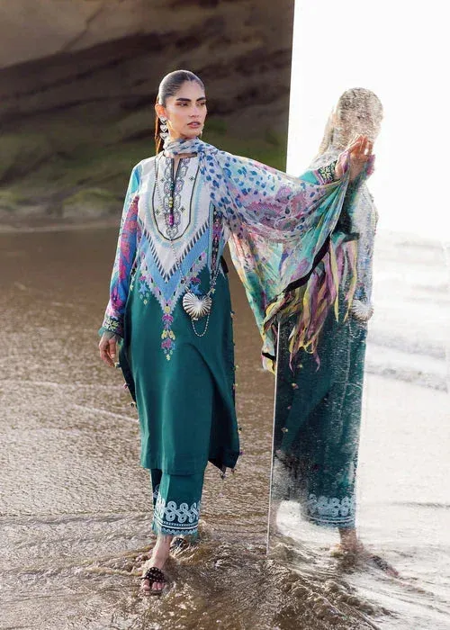 Sadaf Fawad Khan Siraa Lawn 25 Sea Green Organza – view 1 – Poshaq