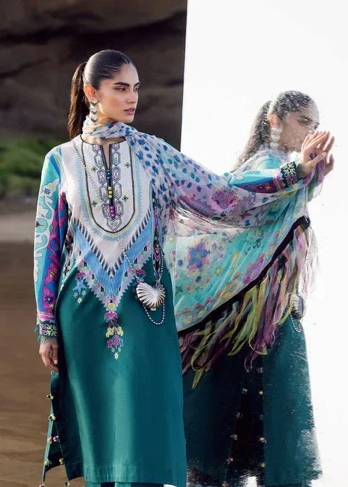 Sadaf Fawad Khan Siraa Lawn 25 Sea Green Organza – view 3 – Poshaq