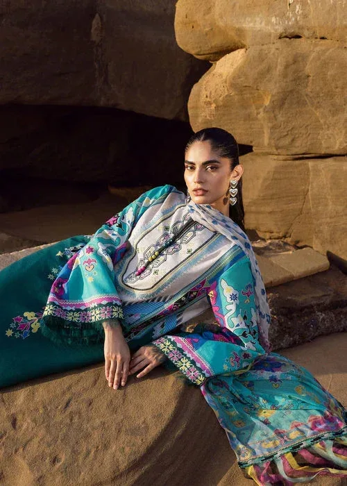Sadaf Fawad Khan Siraa Lawn 25 Sea Green Organza – view 4 – Poshaq