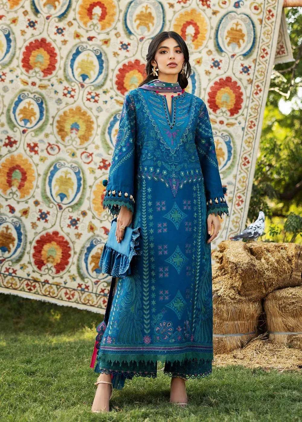 Sadaf Fawad Khan Siraa Lawn 25 Blue Organza – view 1 – Poshaq