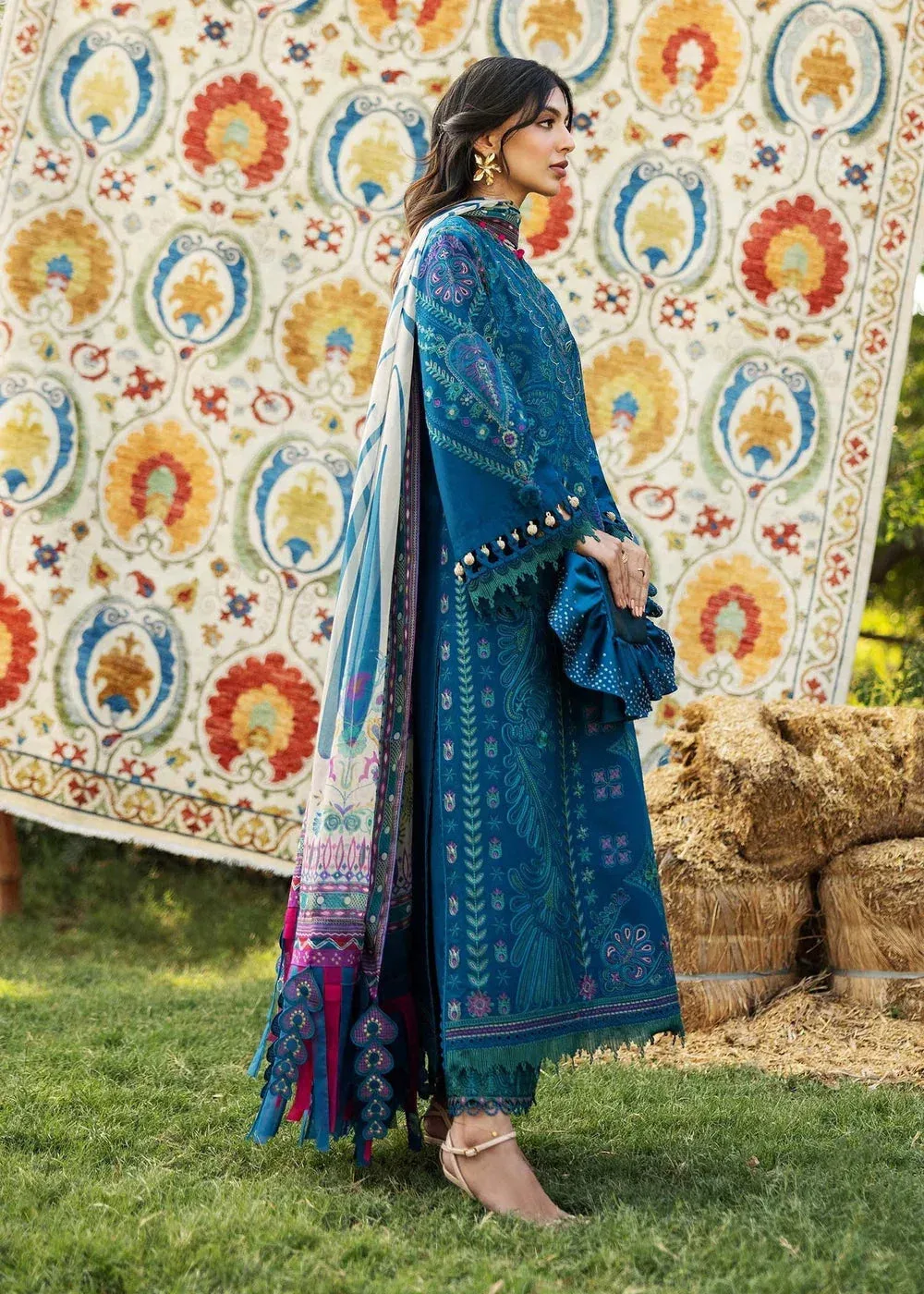 Sadaf Fawad Khan Siraa Lawn 25 Blue Organza – view 2 – Poshaq