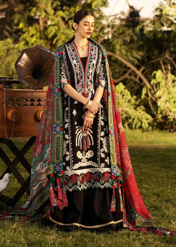 Sadaf Fawad Khan Siraa Lawn 25 Black Organza – view 1 – Poshaq