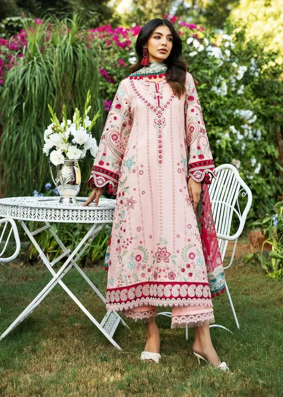 Sadaf Fawad Khan Siraa Lawn 25 Light Pink Organza – view 1 – Poshaq