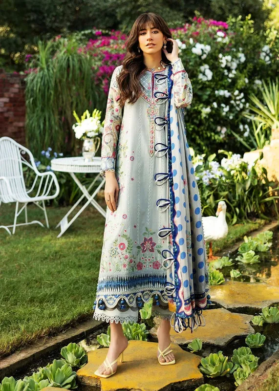 Sadaf Fawad Khan Siraa Lawn 25 Light Gray Organza – view 1 – Poshaq