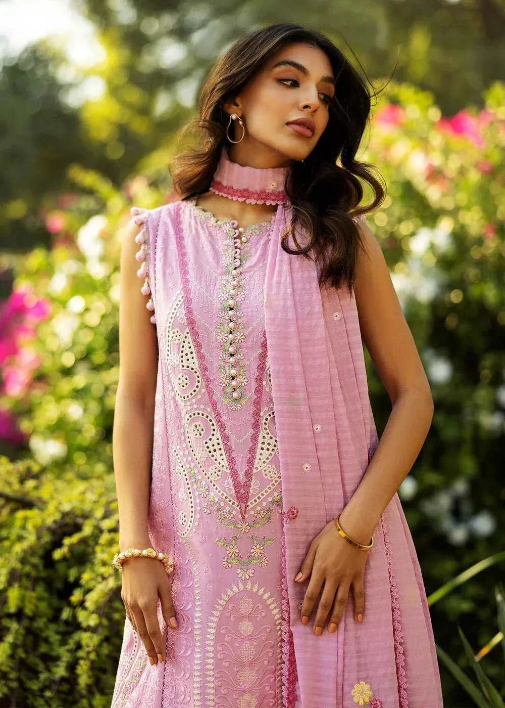 Sadaf Fawad Khan Siraa Lawn 25 Pink Organza – view 4 – Poshaq