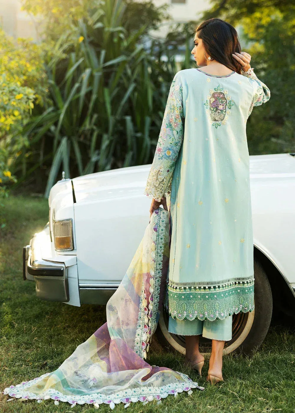 Sadaf Fawad Khan Siraa Lawn 25 Sky Blue Organza – view 2 – Poshaq