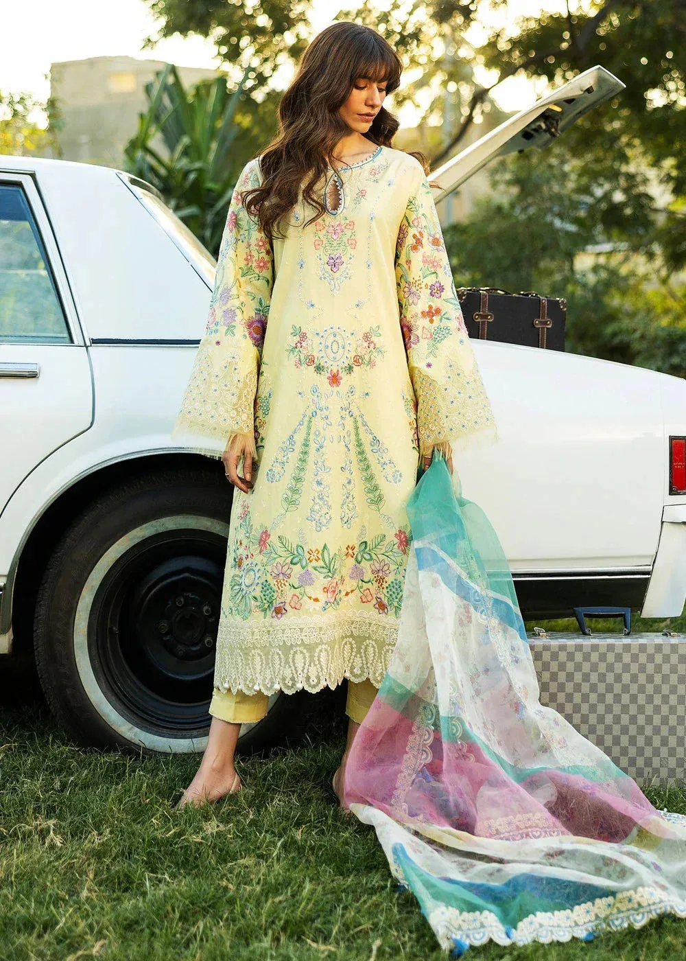 Sadaf Fawad Khan Siraa Lawn 25 Pastel Yellow Organza – view 5 – Poshaq