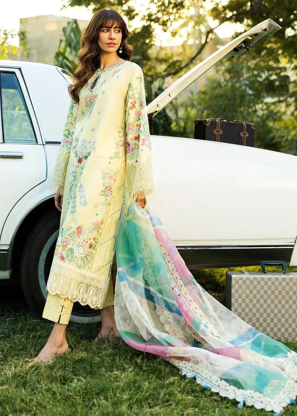 Sadaf Fawad Khan Siraa Lawn 25 Pastel Yellow Organza – view 6 – Poshaq