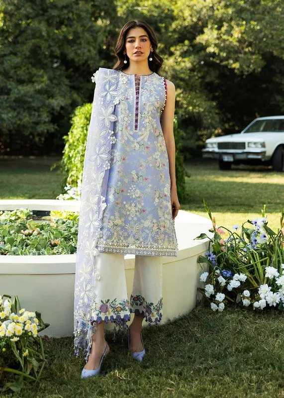 Sadaf Fawad Khan Siraa Lawn 25 Light Blue Organza – view 1 – Poshaq