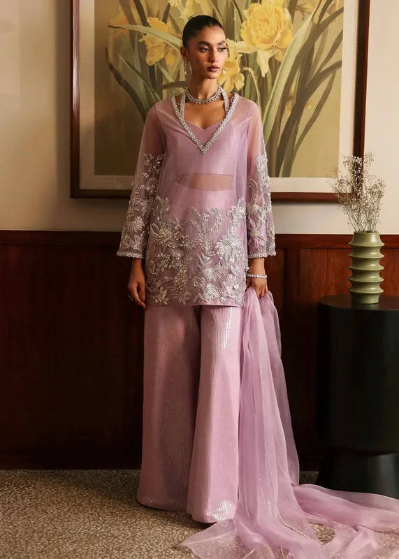 Sadaf Fawad Khan Late Checkout at the Fred Light Lavender Chiffon – view 1 – Poshaq