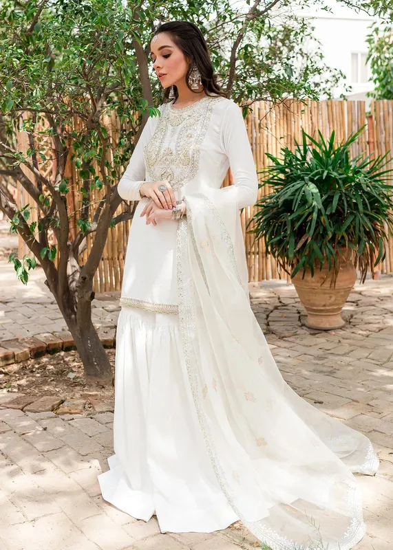 Sadaf Fawad Khan Zinnia Festive Formals White Raw Silk – view 1 – Poshaq