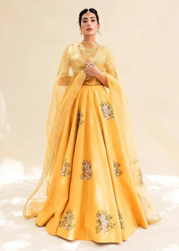 Sadaf Fawad Khan Zinnia Festive Formals Mustard Raw Silk – view 1 – Poshaq