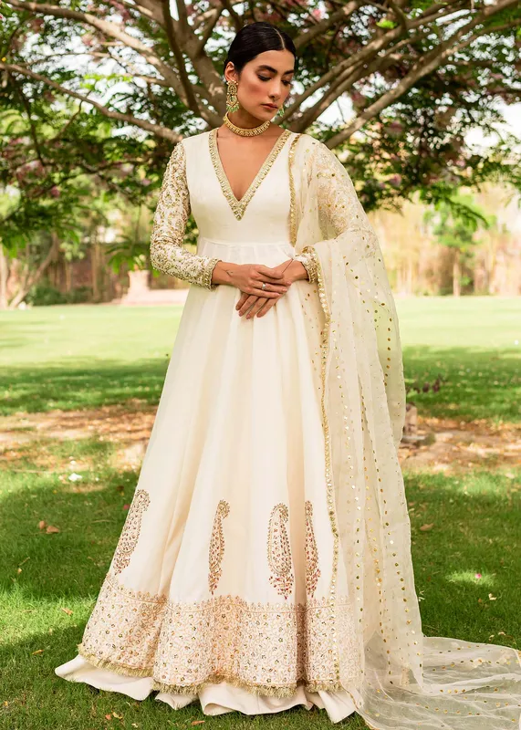 Sadaf Fawad Khan Zinnia Festive Formals White Raw Silk – view 1 – Poshaq