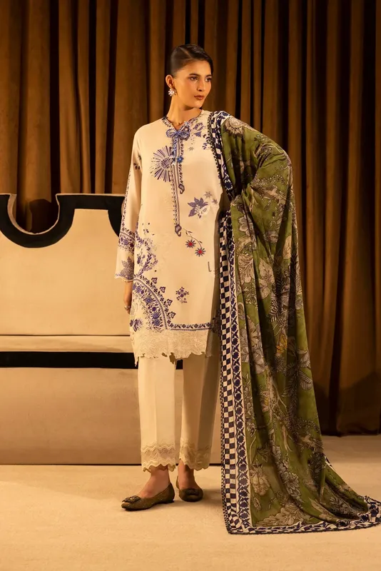 Sana Safinaz Muzlin Winter 25 Cream Khaddar – view 1 – Poshaq