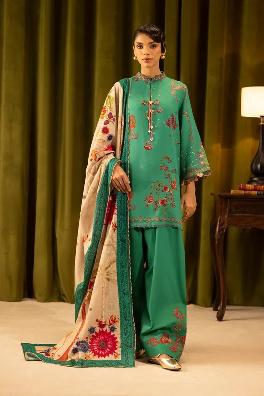 Sana Safinaz Muzlin Winter 25 Green Organza – view 1 – Poshaq
