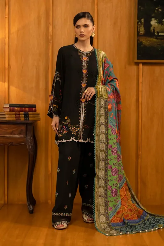 Sana Safinaz Muzlin Winter 25 Dark Plum Organza – view 1 – Poshaq