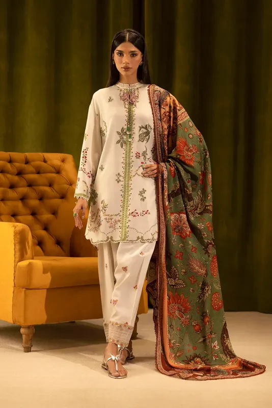 Sana Safinaz Muzlin Winter 25 Off White Organza – view 1 – Poshaq